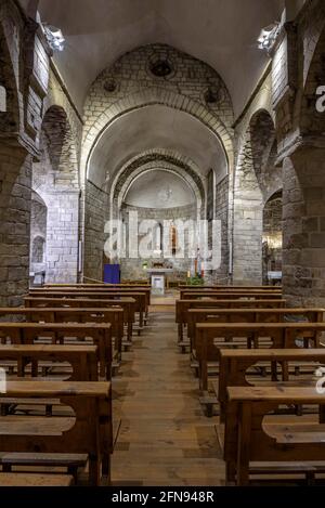 Purification Church of Bossòst. Interior details (Aran Valley, Catalonia, Spain, Pyrenees) ESP: Iglesia de la Purificación de Bossòst Stock Photo