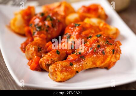 Chicken Cacciatora Italian traditional recipe. High quality photo Stock Photo