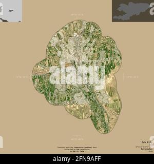 Osh, city of Kyrgyzstan. High resolution satellite map. Locations and ...
