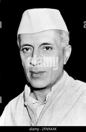 Jawaharlal Nehru. Portrait of the first prime minister of India, Jawaharlal Nehru (1889-1964) in 1947 Stock Photo