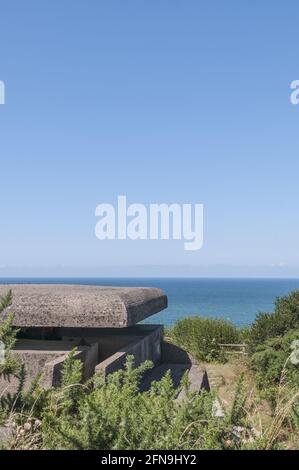 Vertical shot of the beach of Normandy, France during daylight Stock Photo