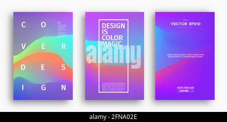 Cover design template with yellow red orange blue gradient. Wave vector illustration. Gradient mesh poster abstract background. Fluid banner design. Stock Vector