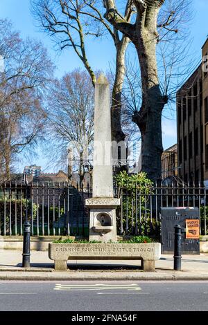 Drinking fountain outside the provided by the Drinking Fountain and Cattle Trough Association outside Christ Church, Spitalfields, London, UK Stock Photo