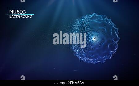 Music background line flow. Vector particle big data visualisation of matrix. Equalizer for music, showing sound waves with music waves. EPS 10 Stock Vector
