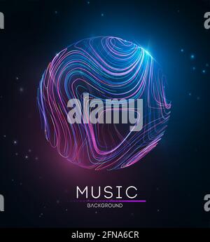 Music background line flow. Vector particle big data visualisation of matrix. Equalizer for music, showing sound waves with music waves. EPS 10 Stock Vector
