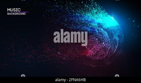 Music background line flow. Vector particle big data visualisation of matrix. Equalizer for music, showing sound waves with music waves. EPS 10 Stock Vector