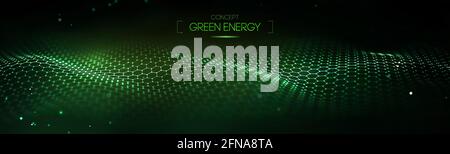 Green technology background for web. Cyber circles computer ecology and green technology. Hexagon background green abstract vector. EPS 10. Stock Vector