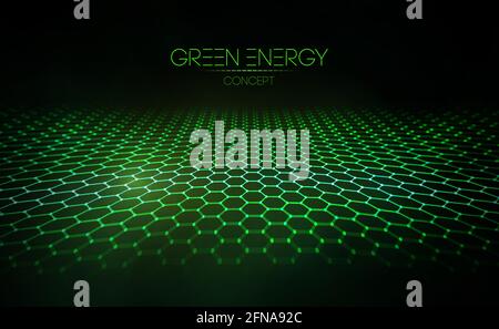 Green technology background for web. Cyber circles computer ecology and green technology. Hexagon background green abstract vector. EPS 10. Stock Vector