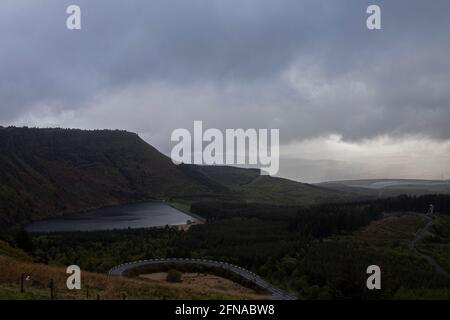 A view from the summit of the Rhigos mountain towards Llyn Fawr on the 15th May 2021. Credit: Lewis Mitchell Stock Photo