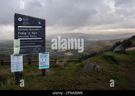 A view from the summit of the Rhigos mountain towards the Brecon Beacons on the 15th May 2021. Credit: Lewis Mitchell Stock Photo