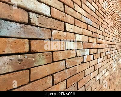 Red brick wall perspective view Stock Photo
