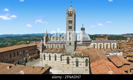 City of Siena. Tuscany. Italy. 06/30/2016. Notre-Dame-de-l'Assomption, tourist place of the historic center. Stock Photo