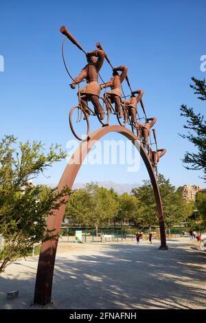 La Busqueda sculpture in Bicentenario Park Vitacura Parque Bicentenario by Hernan Puelma in Santiago Chile South America Stock Photo
