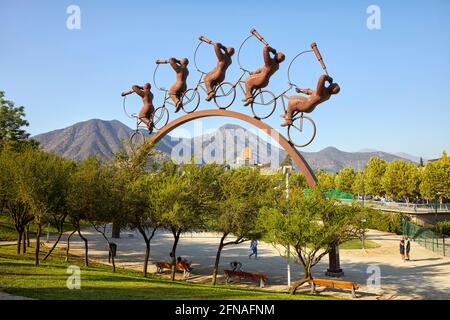 La Busqueda sculpture in Bicentenario Park Vitacura Parque Bicentenario by Hernan Puelma in Santiago Chile South America Stock Photo