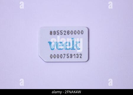 Cassilandia, Mato Grosso do Sul, Brasil - 04 29 2021: SIM card from the Veek  operator for mobile telephony and internet Stock Photo - Alamy