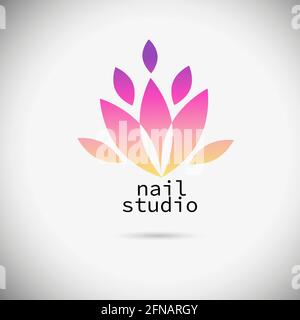 Logo manicure studio. Lotus flower. Vector illustration Stock Vector