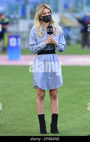 Rome, Lazio. 15th May, 2021. Diletta Leotta during the Italian Serie A soccer match As Roma v SS Lazio in the Olympic stadium in Rome, Italy, 15 May 2021. Credit: Independent Photo Agency/Alamy Live News Stock Photo