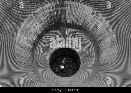 Interior close up of rocket engine booster cone assembly, circular cone ...