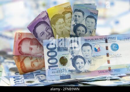 Various Philippine banknotes background images Stock Photo