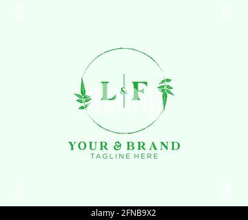 LF letters floral frames. Botanical feminine editable premade monoline unique decoration for greeting card, wedding invitation. Stock Vector