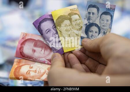 Various Philippine banknotes background images Stock Photo