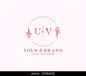 UV letters floral frames. Botanical feminine editable premade monoline unique decoration for greeting card, wedding invitation. Stock Vector