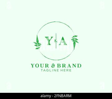 YA letters floral frames. Botanical feminine editable premade monoline unique decoration for greeting card, wedding invitation. Stock Vector