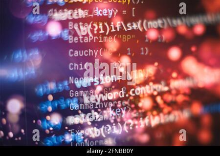 Developer working on program codes in office. Source code photo ...