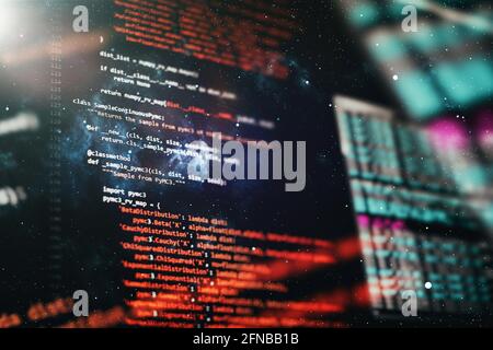 Digital technology on display. HTML5 in editor for website development. Stock Photo