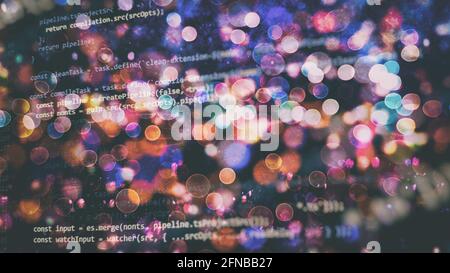 Big data and Internet of things trend. Python code computer screen. Mobile application design Concept. Stock Photo