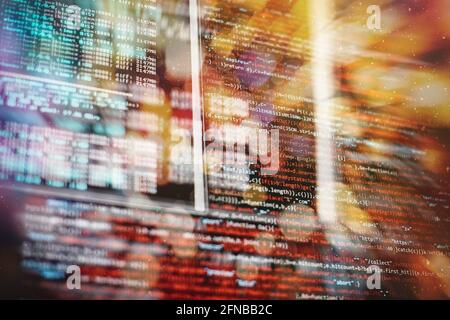 Digital technology on display. HTML5 in editor for website development. Stock Photo