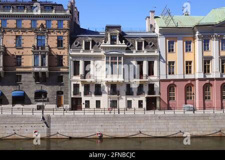 Stockholm, Sweden - May 12, 2021: The Sager Palace at Stromgatan 18 street is the official residence of the prime minister of Sweden. Stock Photo