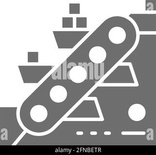 Vector metallurgy conveyor, mining industry gray icon. Stock Vector