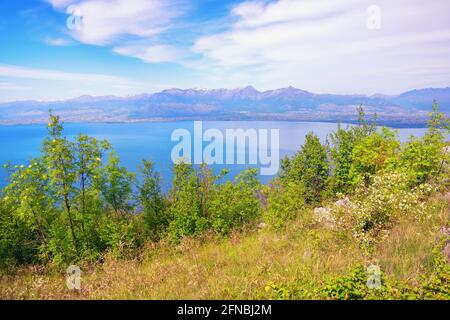 Montenegro. National Park Lake Skadar. Beautiful mountain landscape on sunny day. View of coast of lake Skadar Stock Photo