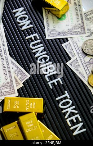 Concept image of NFT nonfungible tokens background Stock Photo
