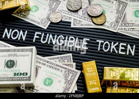 Concept image of NFT nonfungible tokens background Stock Photo