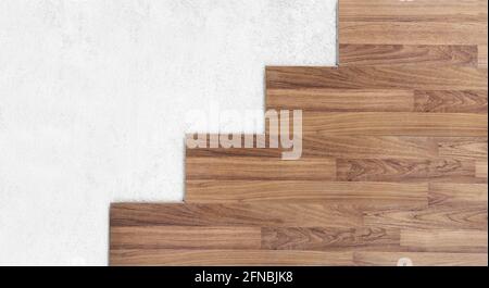 Wooden flooring installation and renovation, with base cement floor Stock Photo