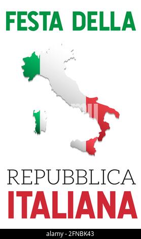 Festa della Repubblica Italiana. Text in italian: Italian Republic Day. National holiday. Celebrated annually on June 2 in Italy. Italy flag. Poster, Stock Vector