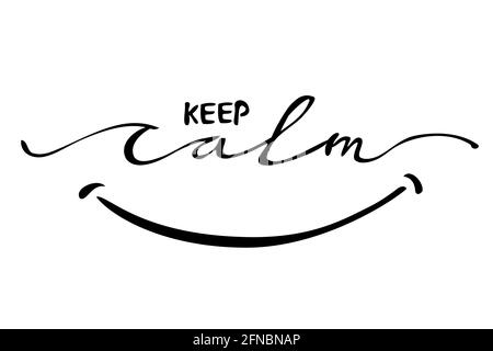 Vector Hand Draw Sketch Script Lettering, Keep it Calm, Isolated on White Stock Vector