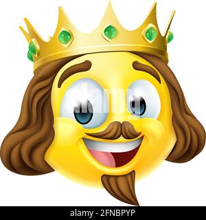 King Emoticon Emoji Face Gold Crown Cartoon Icon Stock Vector