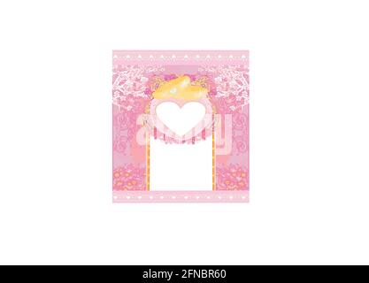vintage wedding card with rings Stock Vector