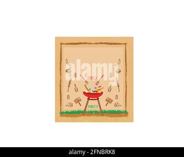 BBQ, barbecue vintage party flyer Stock Vector