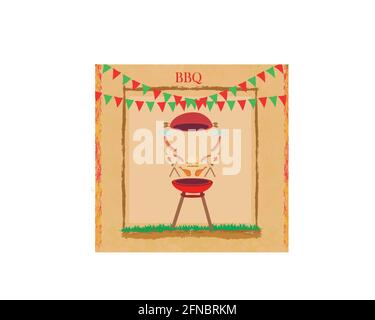 BBQ, barbecue vintage party flyer Stock Vector