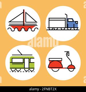 transport line fill style Stock Vector