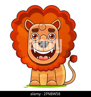 Hand drawn vector illustration of a cute funny lion in a crown. Isolated objects. Scandinavian style flat design. Concept for children Stock Vector