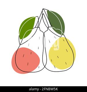 Stylized illustration of pear style flat design. Concept for children Stock Vector
