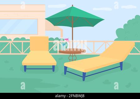 Sunbed Cartoon sunbed for sunbathing in a cartoon style isolated Stock Vector Image ...