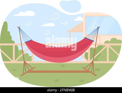 Hammock 2D vector web banner, poster Stock Vector