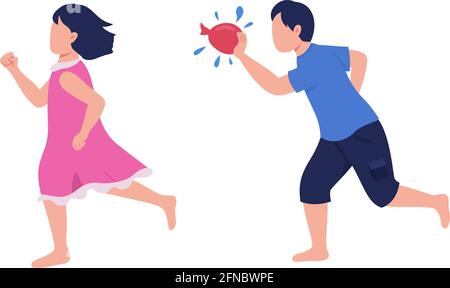 Summer activity for sibling bonding flat color vector faceless characters Stock Vector