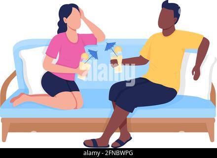 Meeting with friends in cozy place flat color vector faceless characters Stock Vector